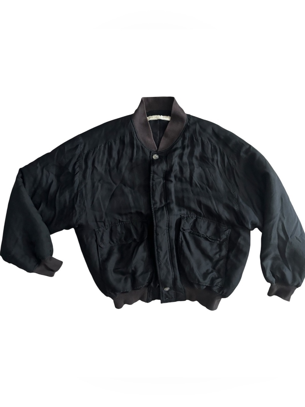 VINTAGE FENN WRIGHT & MANSON 100% SILK BOMBER JACKET | SIZE L